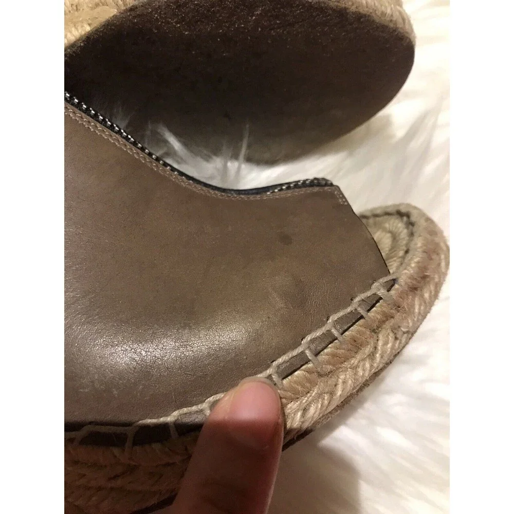 Celine Paris Taupe Zip-Up Espadrille Wedges Women’s sz 37 US 7